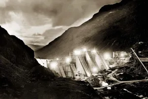Power Station Prints: Loch Sloy dam under construction circa 1948 -1949 Hydro electric dam