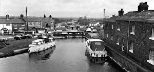 Barge Prints: The Top Locks, Lathom, where the Leeds and Liverpool Canal branches off to Rufford