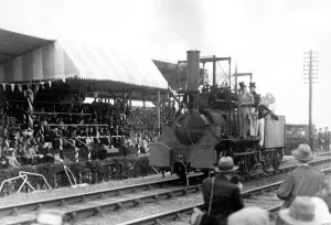 Procession Prints: A locomotive built at Hetton Colliery in 1822 headed the Railway Centenary Celebration