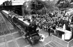 Signal Box Prints: The locomotive George Stephenson pulls into Wylam Station to mark the Stephenson