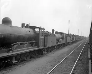 00111 Prints: locomotives at Ghent in belgium waiting to be sent south during fighting on the Western