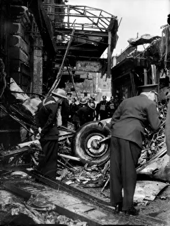 Wreckage Prints: London Blitz Battle of Britain WW2 September 1940 Members of the Police the Fire