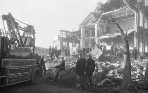London Fire Brigade try to get to their colleagues trapped under a sub fire Station