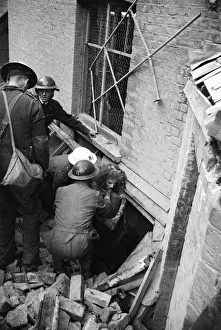 London Fire Service on Endell St, WC2, minutes after a daytime raid