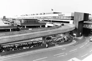 00083 Prints: London Heathrow airport view of Terminal 1 and roads around the airport Circa 1984