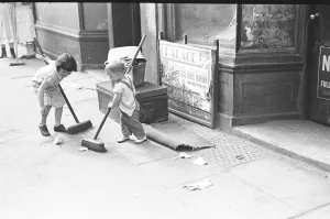 00447 Prints: London Kids, children seen here playing in the street during the spring of 1941 Circa May