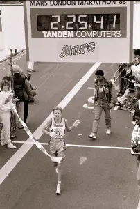 Core58 Prints: London Marathon 1988 Ingrid Kristiansen from Norway winning the London Marathon