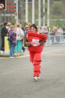 The London Marathon - 1990 Runners pass through and around the Tower Bridge area