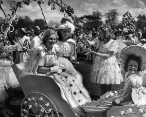Carriage Prints: London May Queen Molly Mantell seen here during a May Day Festival in Central London
