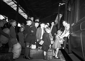 London schoolchildren seen here boarding a train at Euston Station which will evacuated