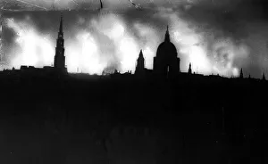Skyline Prints: London Skyline during World War Two December 1940 with Saint Pauls