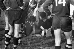 00407 Prints: London Wasps v Llanelli, Rugby Union Match at Repton Avenue, Sudbury, London, March 1966