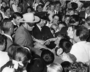 The Lone Ranger - actor Clayton Moore pictured at James Howell during his visit to