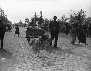 Cobbled Road Prints: A long the roads leading to Antwerp an everlasting stream of civilians may be seen flying