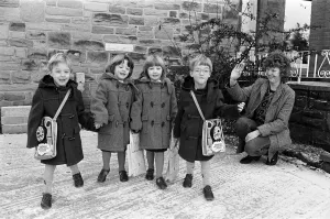 Longbottom quads from Linthwaite starting school at Linthwaite C of E Junior