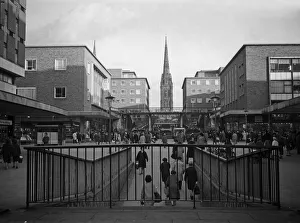 Looking towards the Upper Precinct Coventry City Centre circa 1960