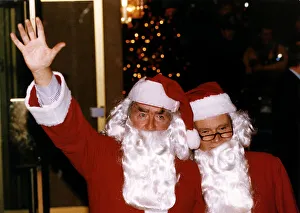 00095 Prints: Lord Dennis Healey With Conservative Jeffrey Archer In Santa Claus Costume At Londons