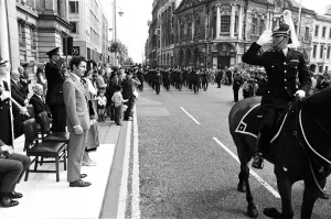 Lord Mayors Show, Birmingham, Saturday 26th May 1973. Salute from Police Chief