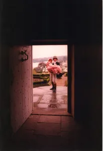 The Lord of Pockeley Manor carries his bride over the threshold at Beamish Museum