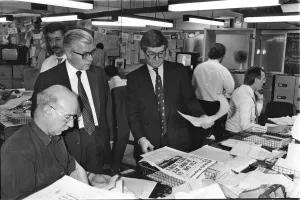 Journalism Prints: Lord Stevens, chairman of Express Newspapers with Nick Lloyd