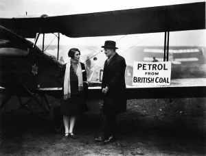 Lord Thomson with W. E. Spooner after successfully making petrol from coal