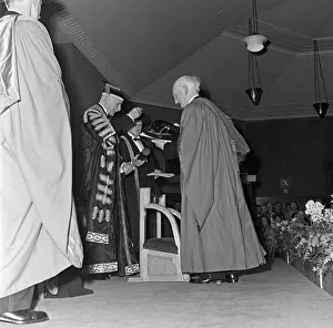 Gown Prints: Lord William Beveridge attends a degree ceremony at London University. 26th January 1952