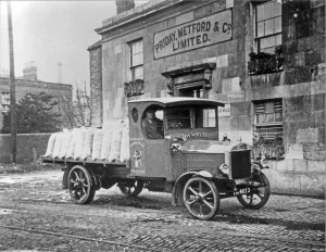 Bygones Prints: A lorry from the Hercules Bakery seen here outside Priday Metford mill, Gloucester docks