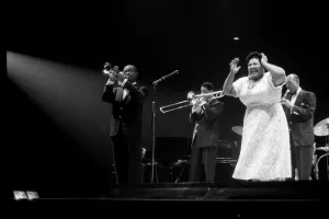 00182 Prints: Louis Armstrong Jazz Musician - May 1956 during his first concert in Great Britain