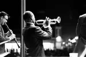 Satchmo Prints: Louis Armstrong pictured playing the Trumpet 14th June 1968