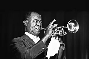 Trumpet Prints: Louis Armstrong seen here on stage at the Batley Variety Club 26th June 1968