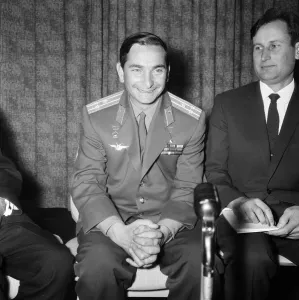 Russia Prints: Lt. Col Valery Bykovsky, Soviet cosmonaut at London Heathrow Airport