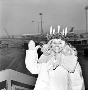 Lucia, Swedens Queen of Light representative arrived in London - she is 19 year old