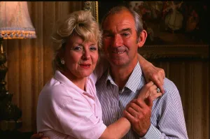 Lynne Perrie actress with husband December 1991 Derek Barksby