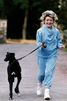 Lynne Perrie Actress stars in Coronation Street takes her greyhound dog around the park