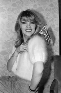 Patriotism Prints: Lynsey de Paul at Wembley for a rehearsal of the Eurovision Song Contest. 6th May 1977