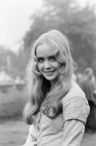 Outfit Prints: Lysette Anthony, British actress aged 17 years old, on set of new television film Ivanhoe
