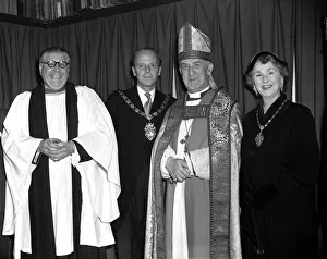 M. Parker (left) with the Archbishop of Canterbury and the then Mayor of Beckenham C