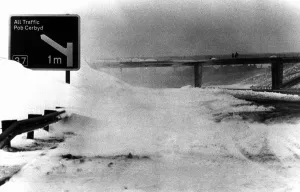 Motorways Prints: M4 Motorway at Margam, fast disappearing under hugh snow drifts
