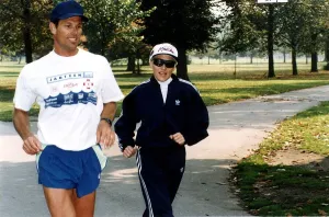 Madonna Pop Singer goes Jogging in Hyde Park London with a couple of Minders