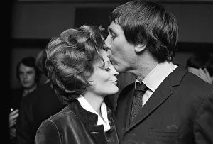 Award Ceremonies Prints: Maggie Smith 1970, with her husband Robert Stvens celebrating her Oscar winning award