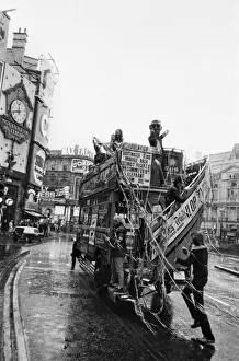 The magic bus of The Who rock group during its tour of central London with 12 girls