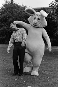 Magician Paul Daniels with his co-stars in the Childrens BBC programme