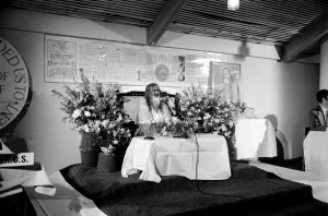 Maharishi is back in Town. March 1975 75-01534-004 Maharishi Mahesh Yogi - founder of
