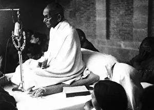 India Prints: Mahatma Gandhi at Bista House New Delhi at the end of one of his fasts shortly before he