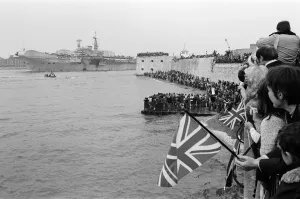 The main body of the Royal Navy Task force that is going to the Falklands sets sail