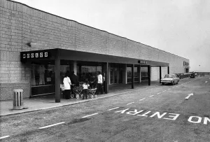 The main entrance of the new Woolco store at Washington New Town has electrically
