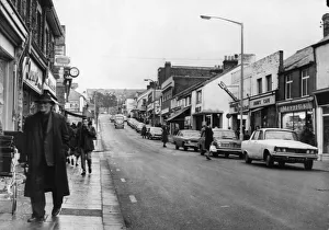 The main shopping street in Caerphilly. 28th January 1967