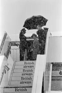 Her Majesty Elizabeth II and Prince Philip leaving Heathrow Airport for Bahrain