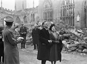 01488 Prints: His Majesty King George VI and Queen Elizabeth inspect the damage to the cathedral in