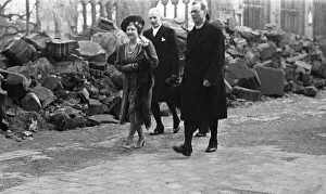 His Majesty King George VI and Queen Elizabeth inspect the damage to the cathedral in